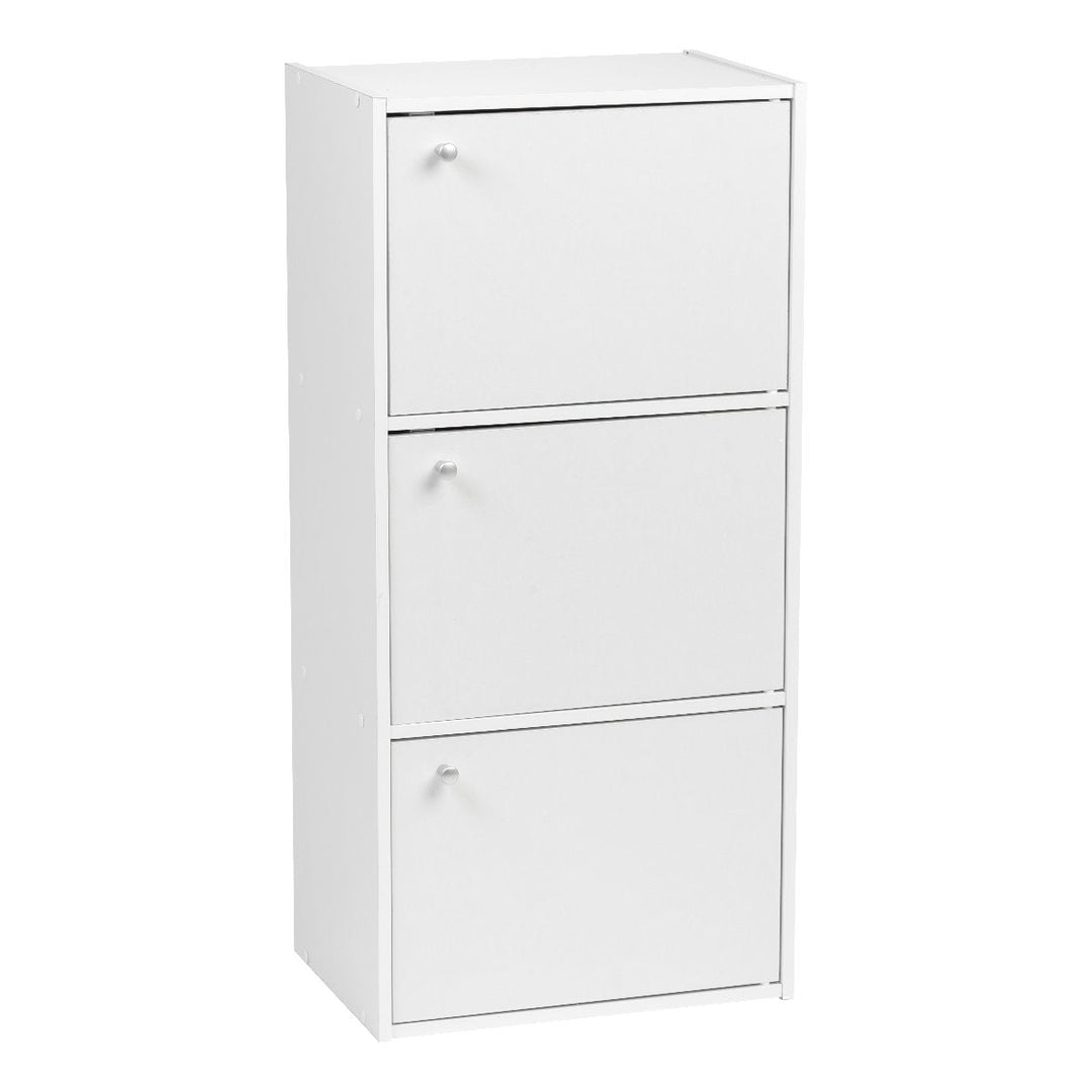 3-Door Wood Storage Shelf, White - IRIS USA, Inc.