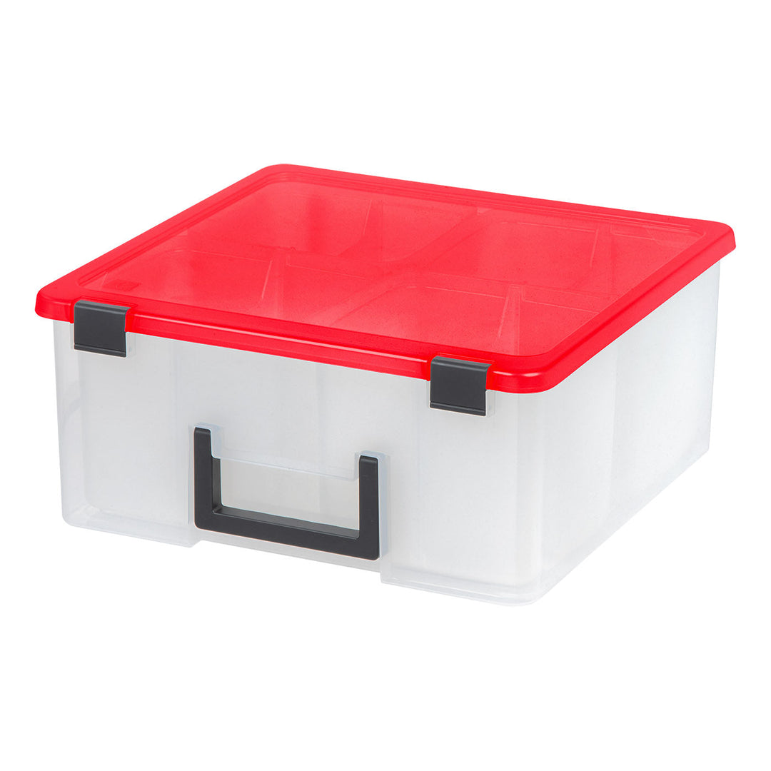 26.7 Qt. Portable Divider Holiday Storage Bin, Clear/Red - IRIS USA, Inc.