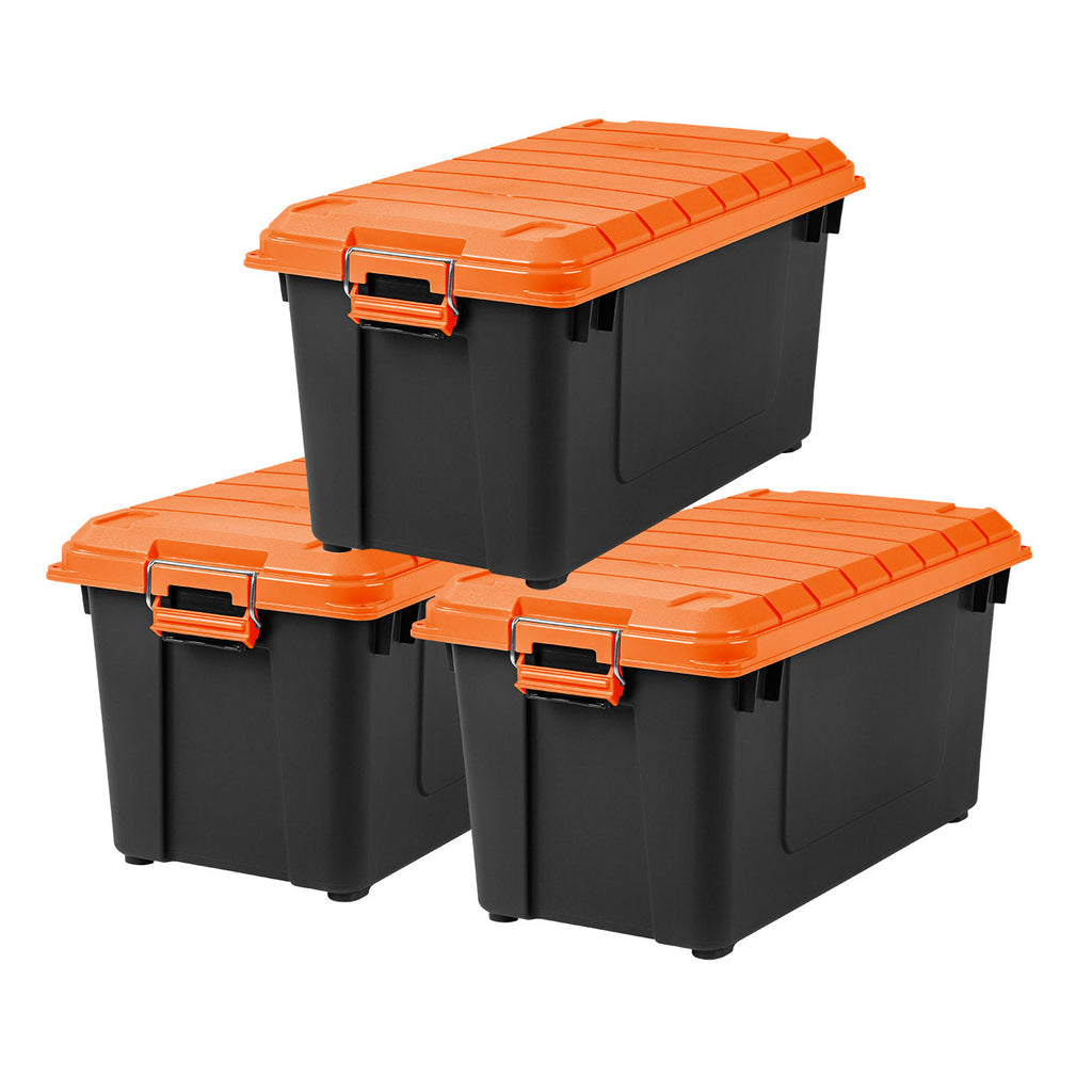 Iris USA 3 Pack 144qt Large Clear View Plastic Storage Bin with Lid and Secure Latching Buckles