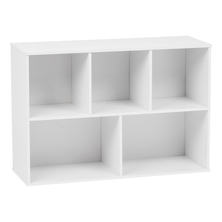 5-Compartment Wood Organizer Bookcase Storage Shelf, White - IRIS USA, Inc.