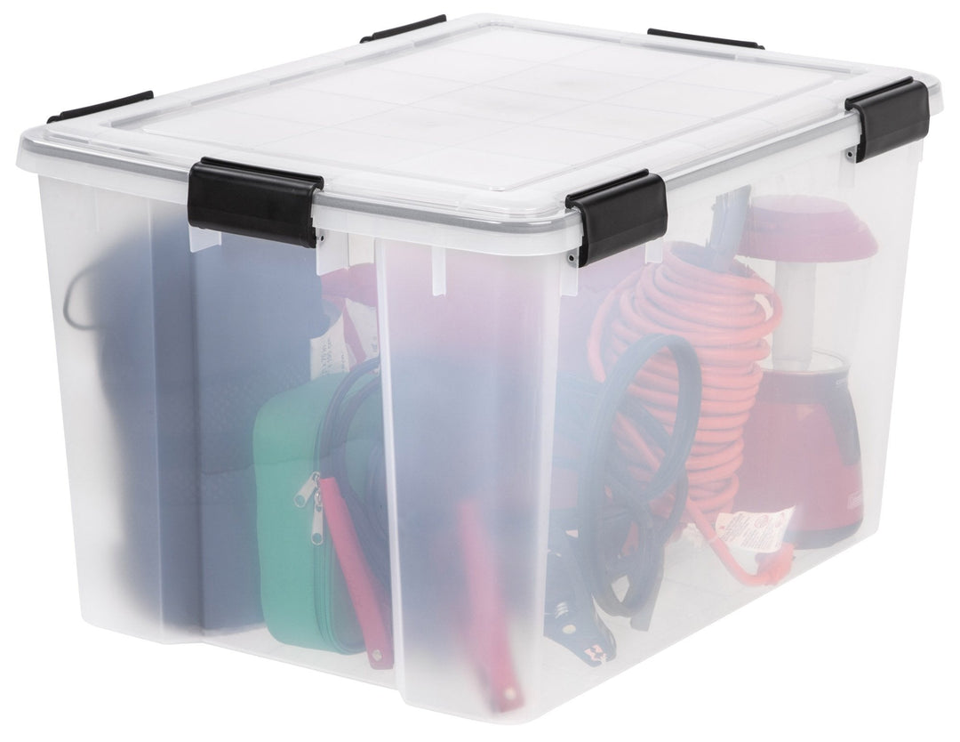 Clear Craft and Sewing Supplies Bin with Detachable Tray and Top Lid Flap, Arts & Crafts Container Organizer Box