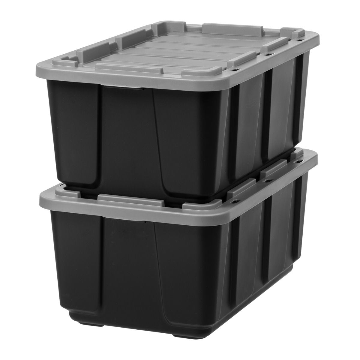 Hyper Tough - 27 Gallon Snap Lid Plastic Storage Tote Box, Black